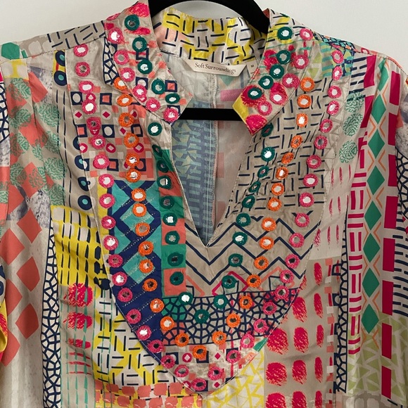 Soft Surroundings Summerfest Colorful Boho Ptchwork - Style Dress Size Medium B4 - Picture 5 of 8